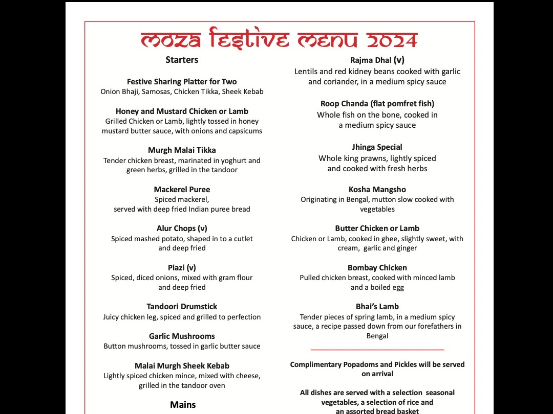 Christmas at Moza Indian